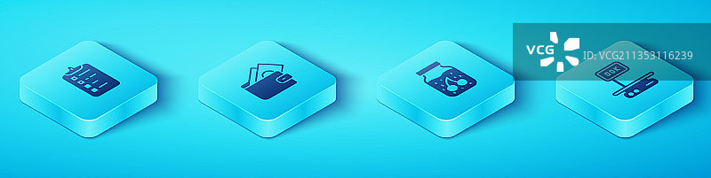 2.5D购物清单钱包现金套装图片素材