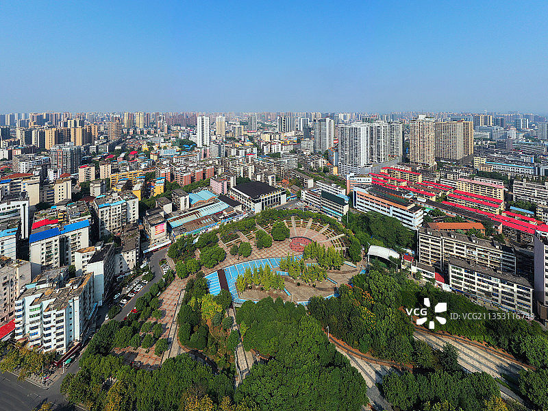 湖南省衡阳市雁峰区衡阳抗战纪念城岳屏公园航拍图片素材