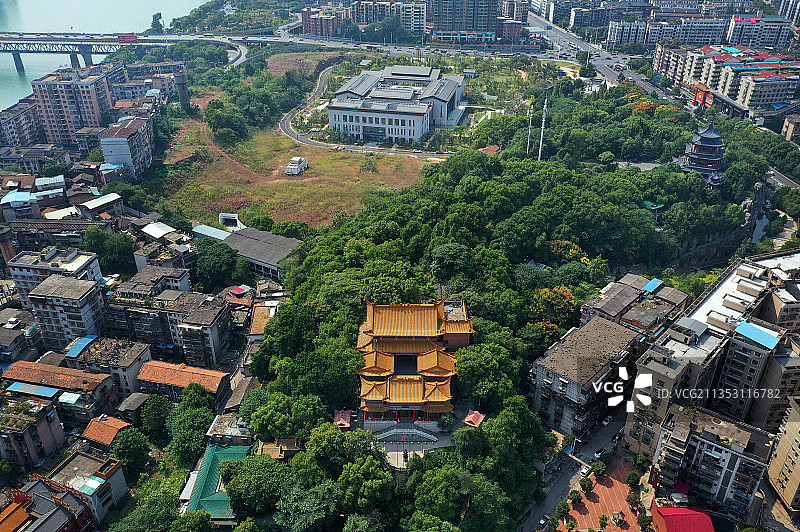 湖南省衡阳市南岳第一峰回雁峰衡阳新图书馆航拍图片素材