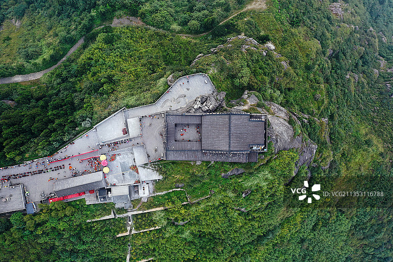 湖南省衡阳市南岳区衡山国家重点风景名胜区最高峰祝融峰航拍图片素材