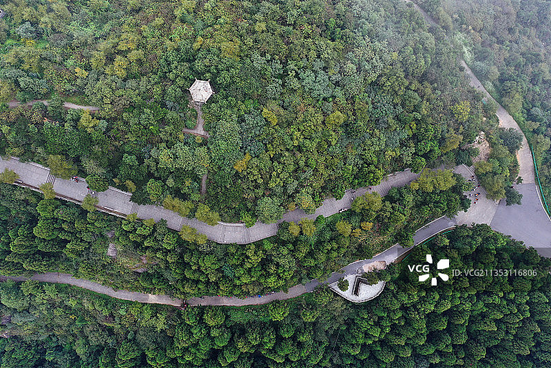 湖南省衡阳市南岳区衡山国家重点风景名胜区最高峰祝融峰航拍图片素材