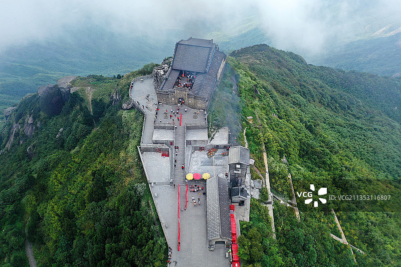 湖南省衡阳市南岳区衡山国家重点风景名胜区最高峰祝融峰航拍图片素材