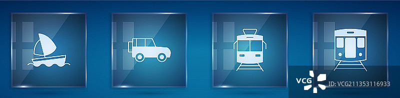 游艇帆船越野车有轨电车和铁路素材图片素材