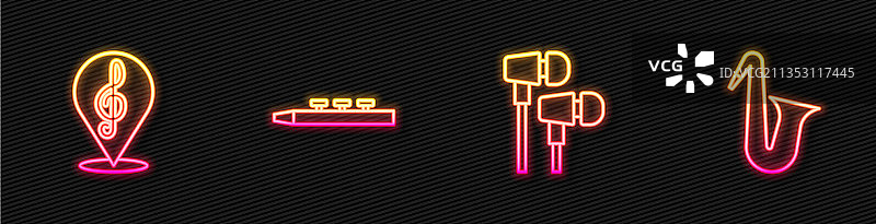 耳机、高音谱号、鼓和乐器图片素材