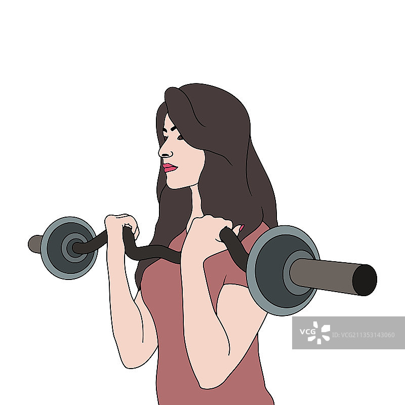 举着轻重量杠铃的迷人女性图片素材