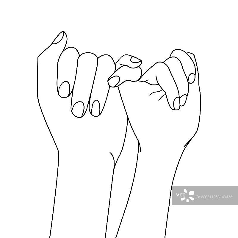 涂色页 - 手指相扣，拉钩约定图片素材
