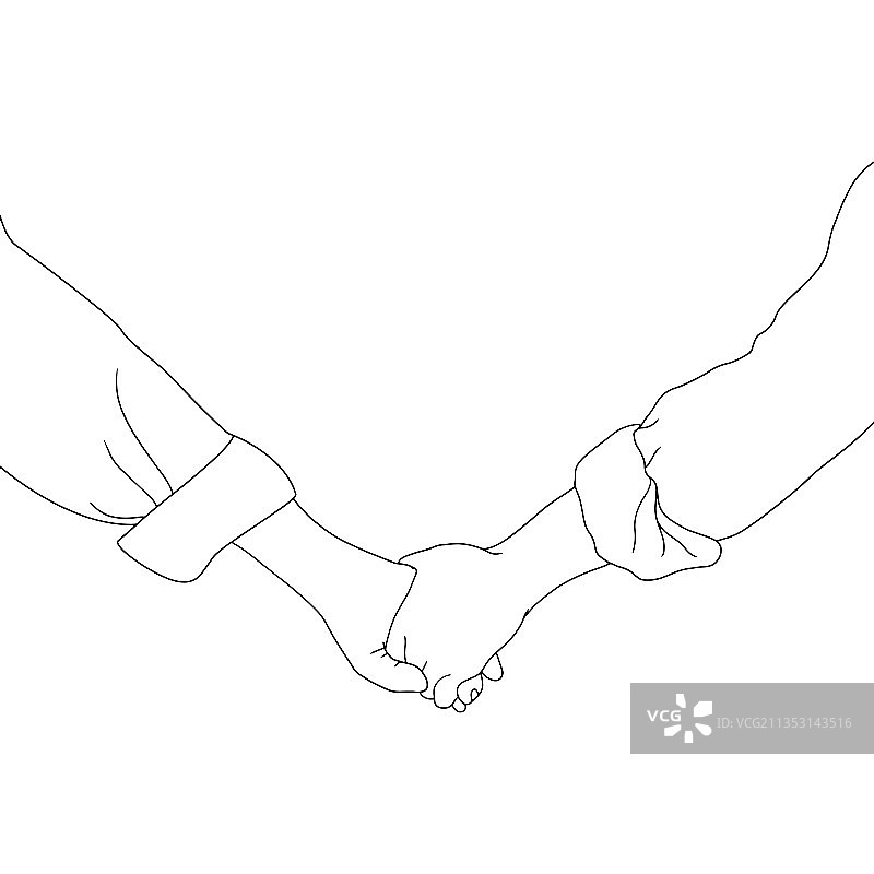 手部连接姿势涂色页图片素材