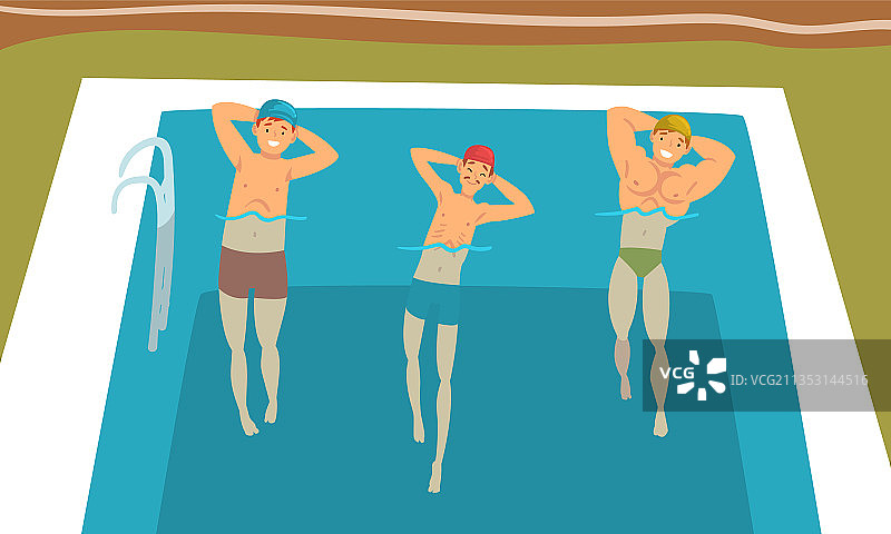 在游泳池里做体育锻炼的年轻男人图片素材