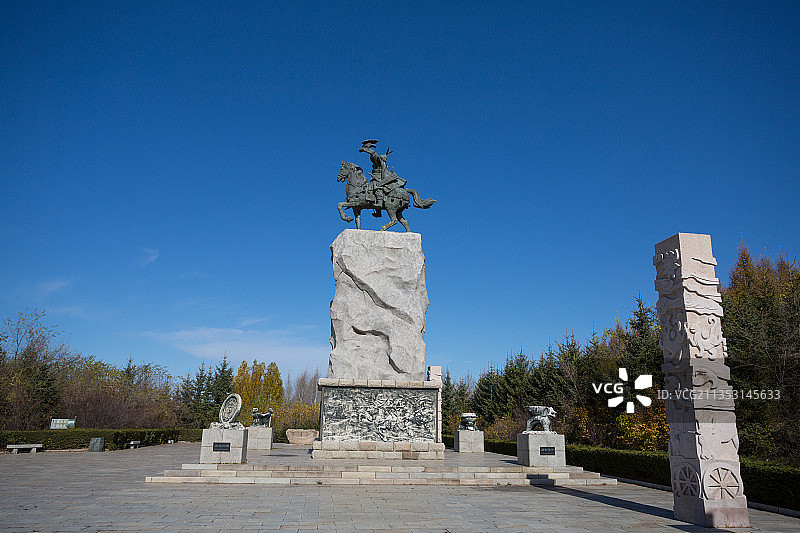 金长城遗址公园，婆卢火广场，婆卢火雕塑图片素材