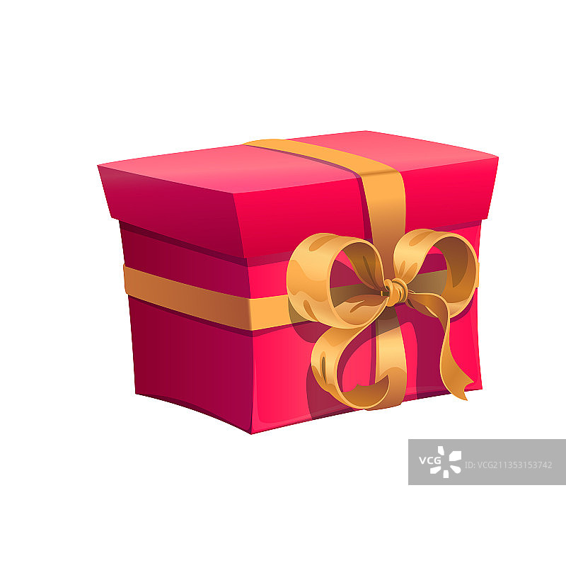 红色节日礼品盒与金色蝴蝶结彩带图片素材