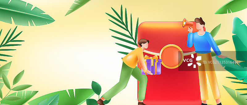 3d邀请好友获得红包手绘互联网矢量扁平插画图片素材