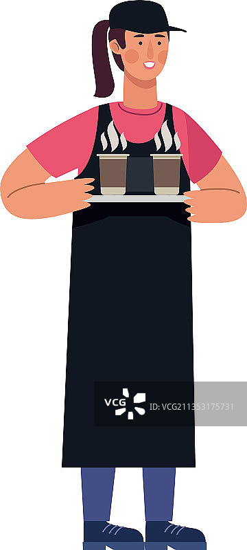 咖啡店女服务员图片素材