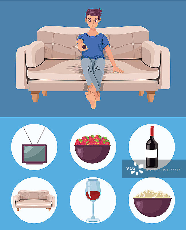 男人在沙发上放松图片素材