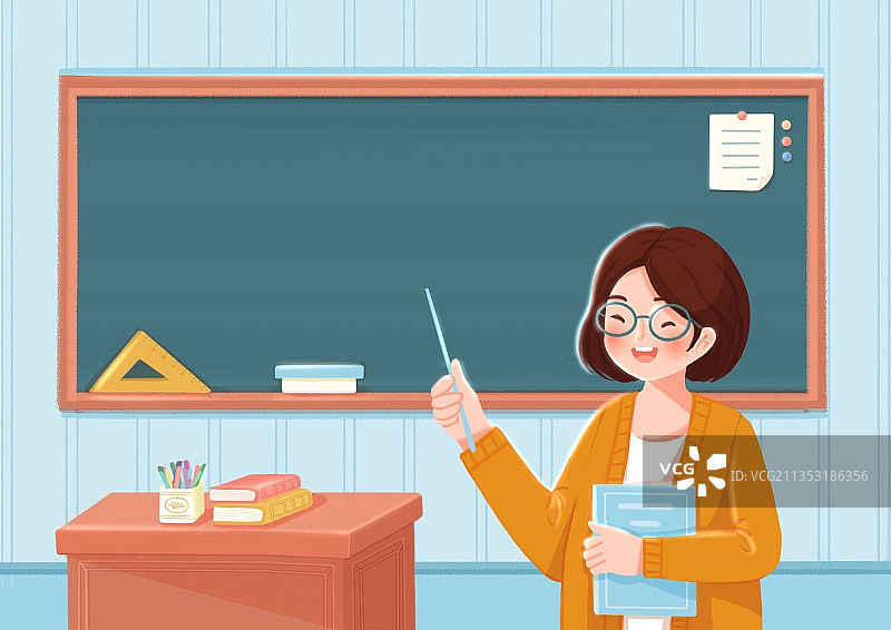 插画,教师,课室,教师节,职业,讲台,书,粉笔,尺子,沟通,图片素材