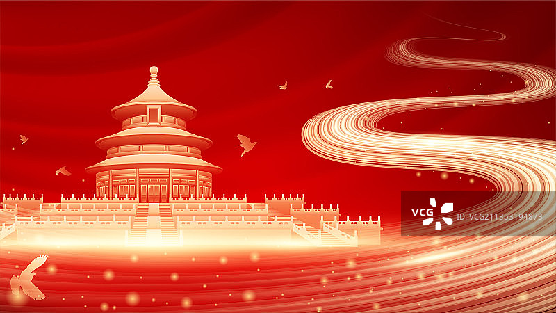 天坛 北京 城市 插画 祈年殿图片素材