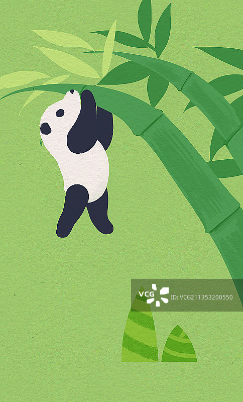 扁平风四川成都大熊猫中国保护动物可爱萌趣小熊猫玩耍插画图片素材