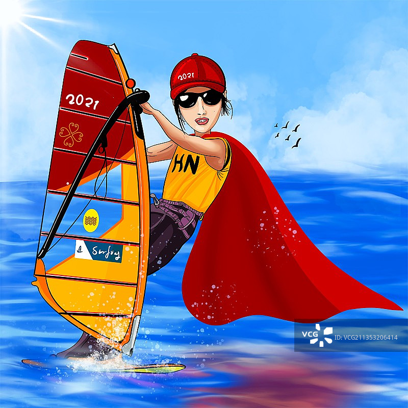 玩帆船的女人图片素材