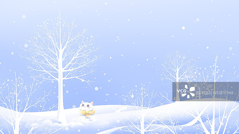 冬日郊外树边有一只望天小猫图片素材