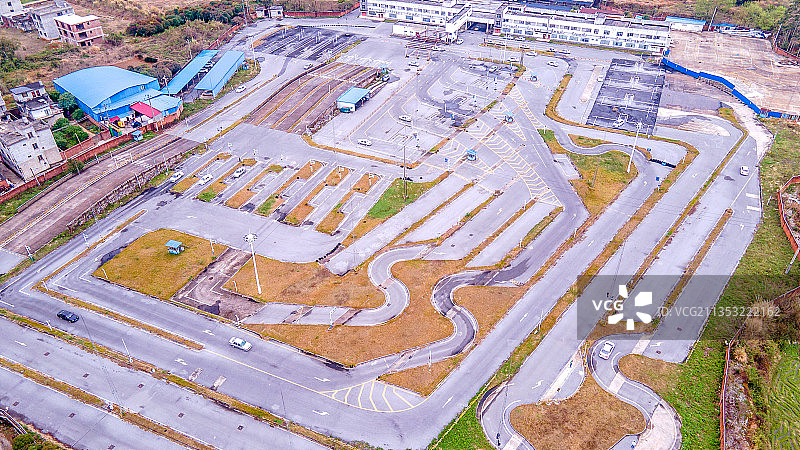 驾校考试练车场航拍图片素材