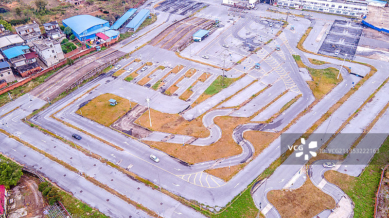 驾校考试练车场航拍图片素材