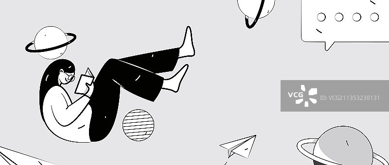 黑白读书上学的人物扁平矢量概念运营插画图片素材