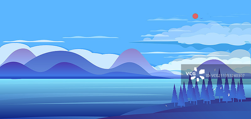 户外的森林公园插画图片素材