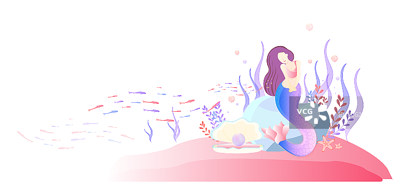 长发美人鱼的元素图片素材