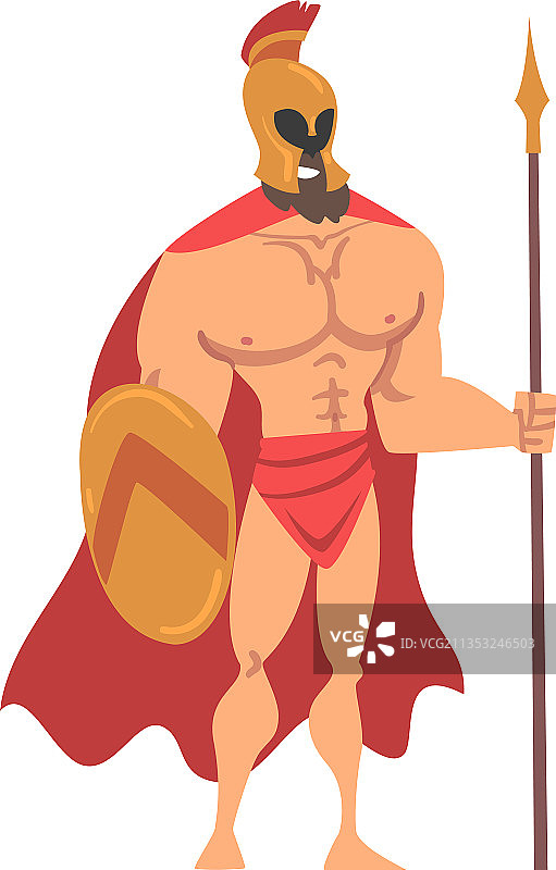 披着红色斗篷、戴着头盔的斯巴达男人图片素材