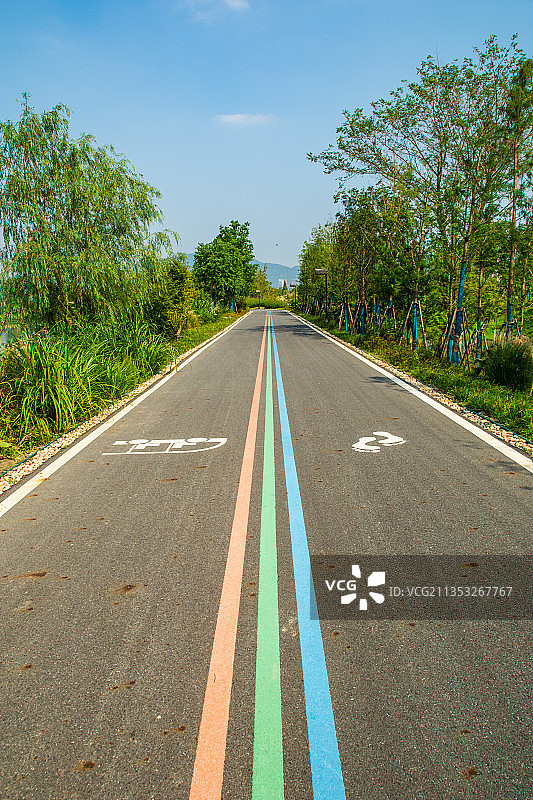 杭州富阳风光 富阳景点风景 阳陂湖公园 园林景观 绿道步道图片素材