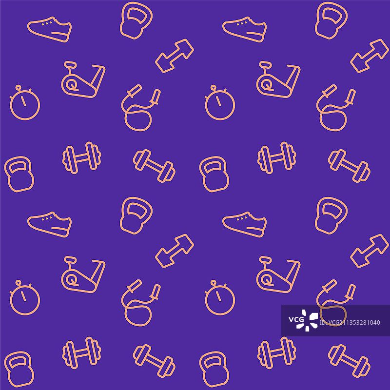 无缝图案：健身线性图标图片素材