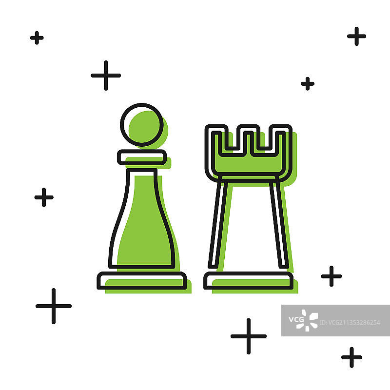 白色背景上的黑色国际象棋图标图片素材