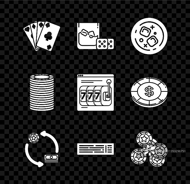 扑克牌游戏骰子和威士忌酒杯图片素材