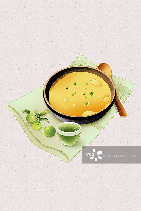 夏季习俗之吃鸡蛋和喝青梅酒图片素材