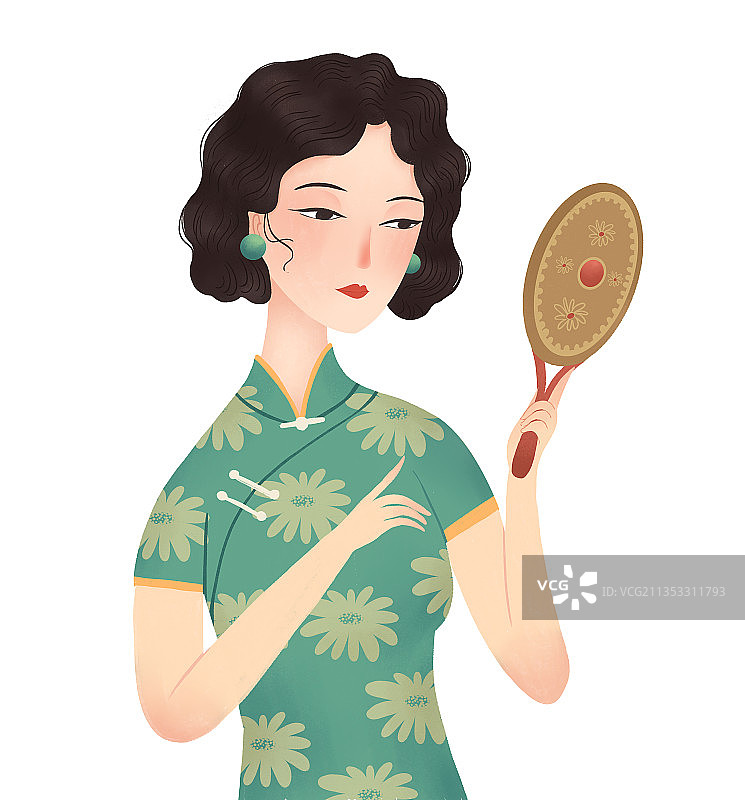 民国风女人美容护肤图片素材