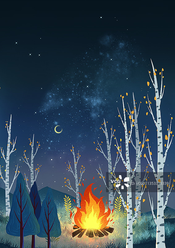 冬天里的篝火图片素材