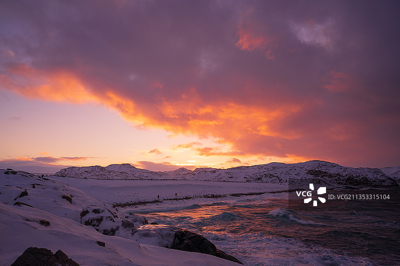 俄罗斯巴伦支海沿岸，俄罗斯热门旅行目的地摩尔曼斯克。图片素材
