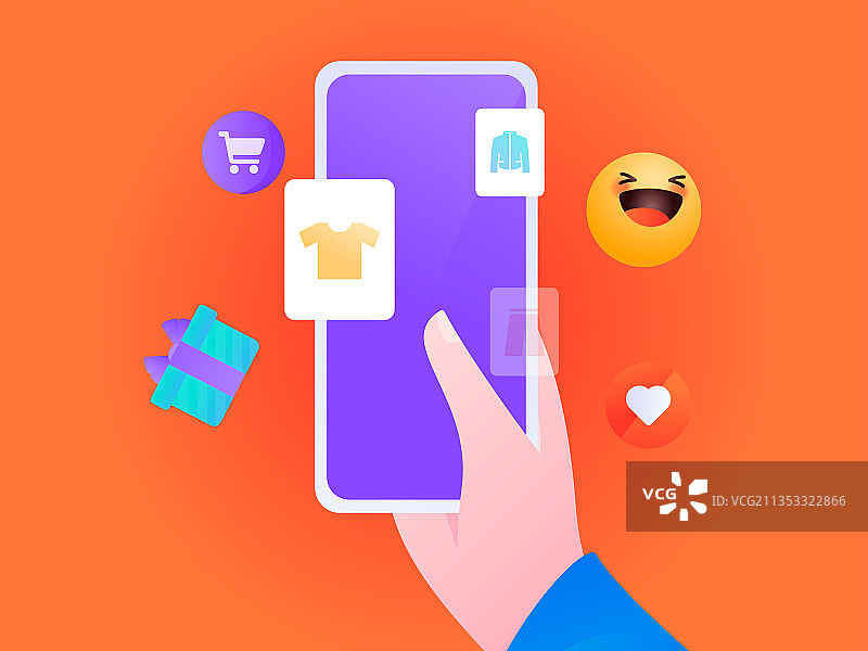 进行网购的扁平人物场景创意概念插画图片素材