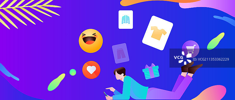 进行网购的扁平人物场景创意概念插画图片素材