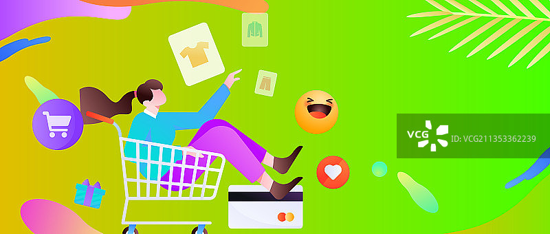 进行网购的扁平人物场景创意概念插画图片素材