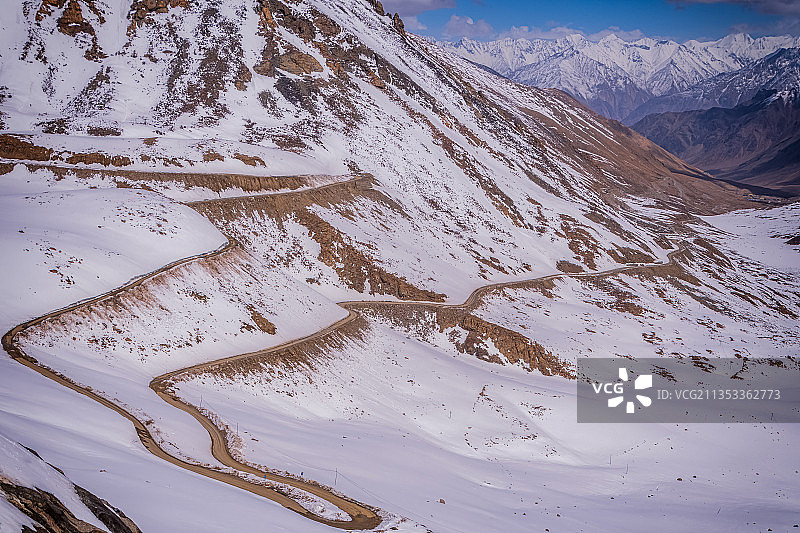 雪山在天空的衬托下的风景图片素材