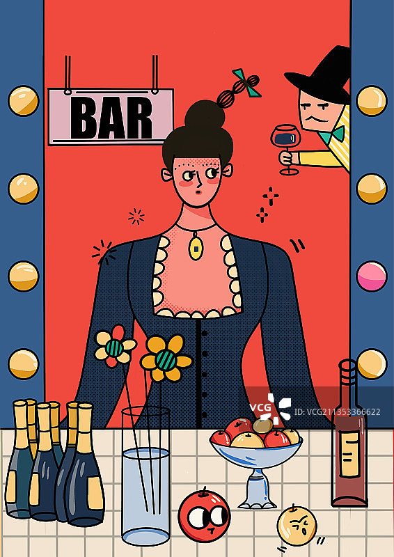 世界名画转插画-福利热贝尓的吧台图片素材