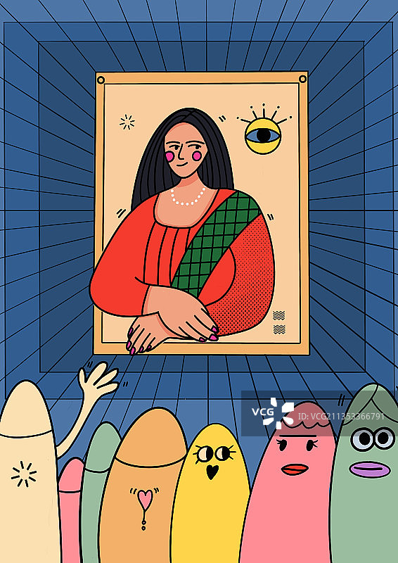 世界名画转插画-蒙拉丽莎图片素材