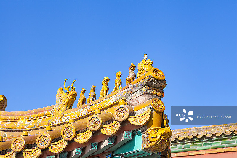 故宫宫殿屋脊兽特写图片素材
