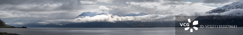 美国阿拉斯加州安克雷奇海景全景图片素材