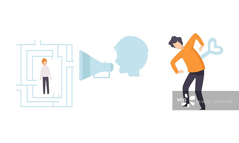 迷宫中用小人操纵人群图片素材