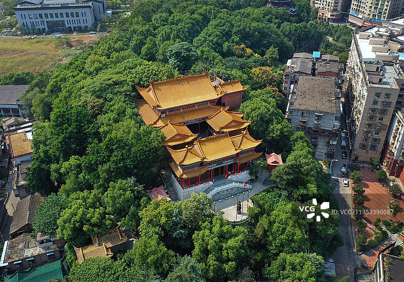 湖南省衡阳市南岳第一峰回雁峰衡阳新图书馆航拍图片素材