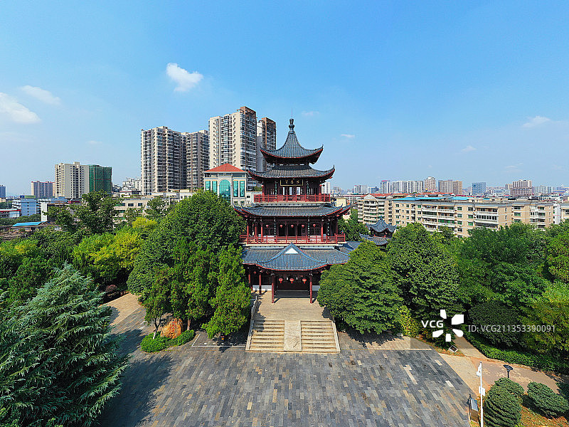 湖南省衡阳市南岳第一峰回雁峰衡阳新图书馆航拍图片素材