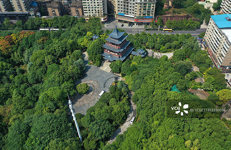 湖南省衡阳市南岳第一峰回雁峰衡阳新图书馆航拍图片素材