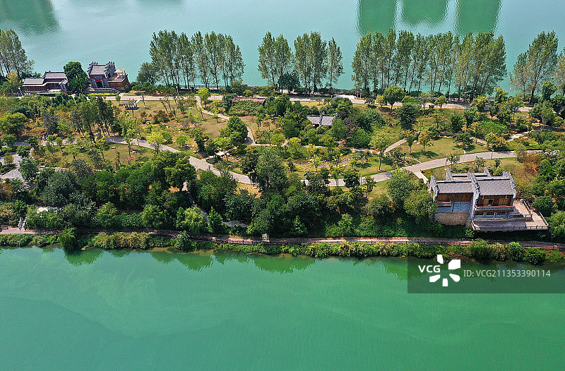 湖南省衡阳市雁峰区东洲岛景区航拍图片素材