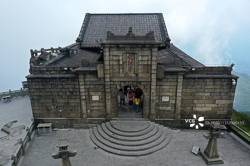 湖南省衡阳市南岳区衡山国家重点风景名胜区最高峰祝融峰航拍图片素材
